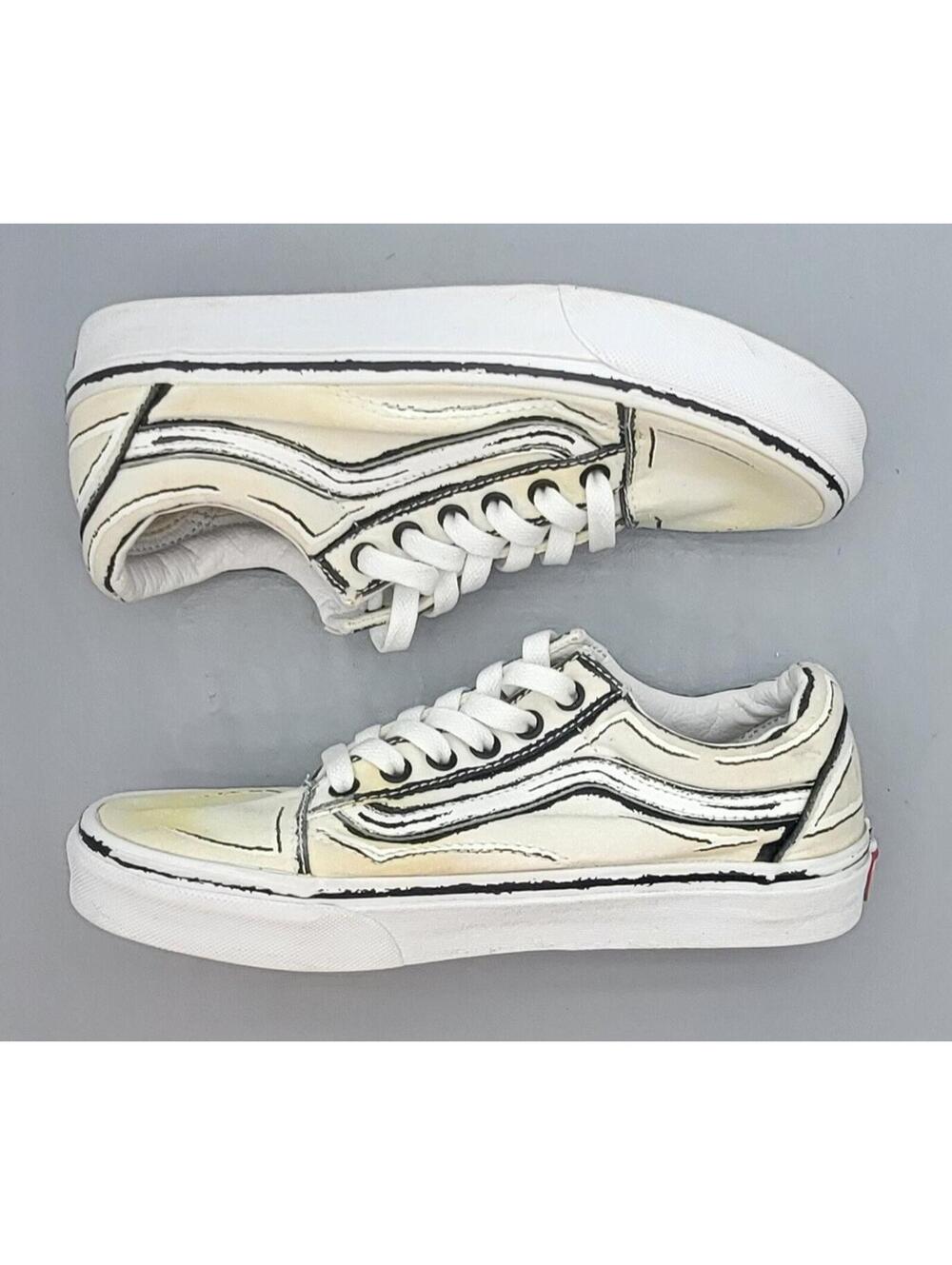 Vans Old Skool Sketch Shoes White Black Men’s 6 Women’s 7.5 Sneakers
